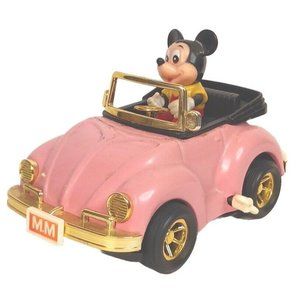 Masudaya VW Volkswagon 1983 Beetle Disney Mickey Mouse Wind Up Tested Japan Pink